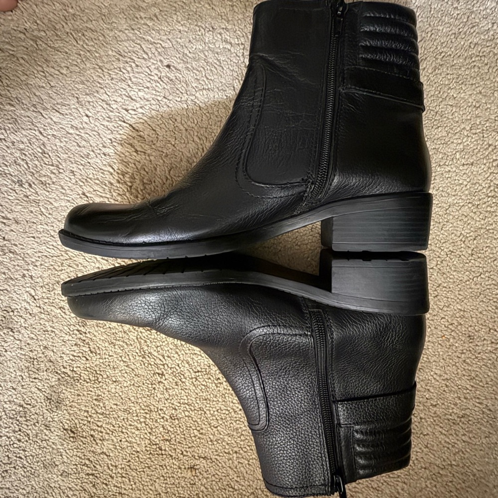 Anne Klein Sport Black Leather Ankle Boots SZ8.5 - Picture 3 of 11
